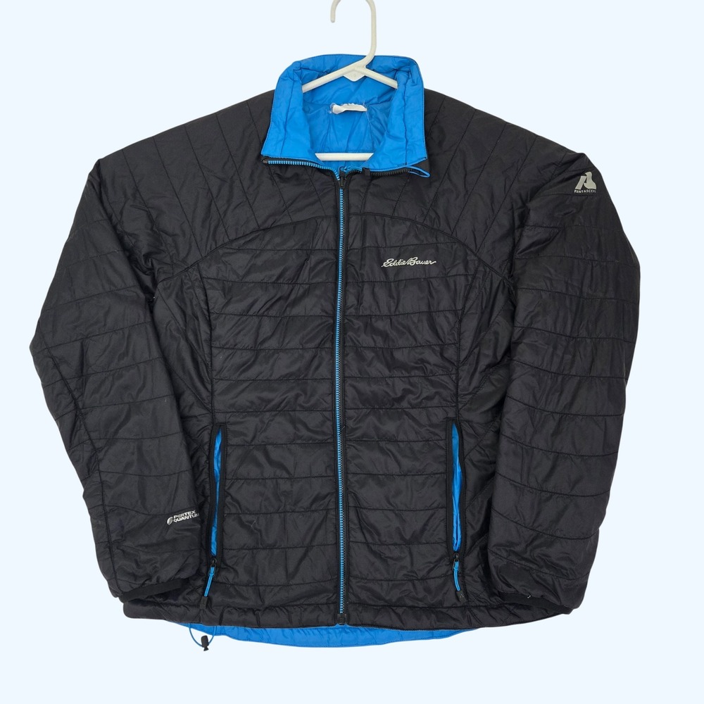Eddie Bauer First Ascent Igniter Jacket Womens Small Black Blue Reversible 1250